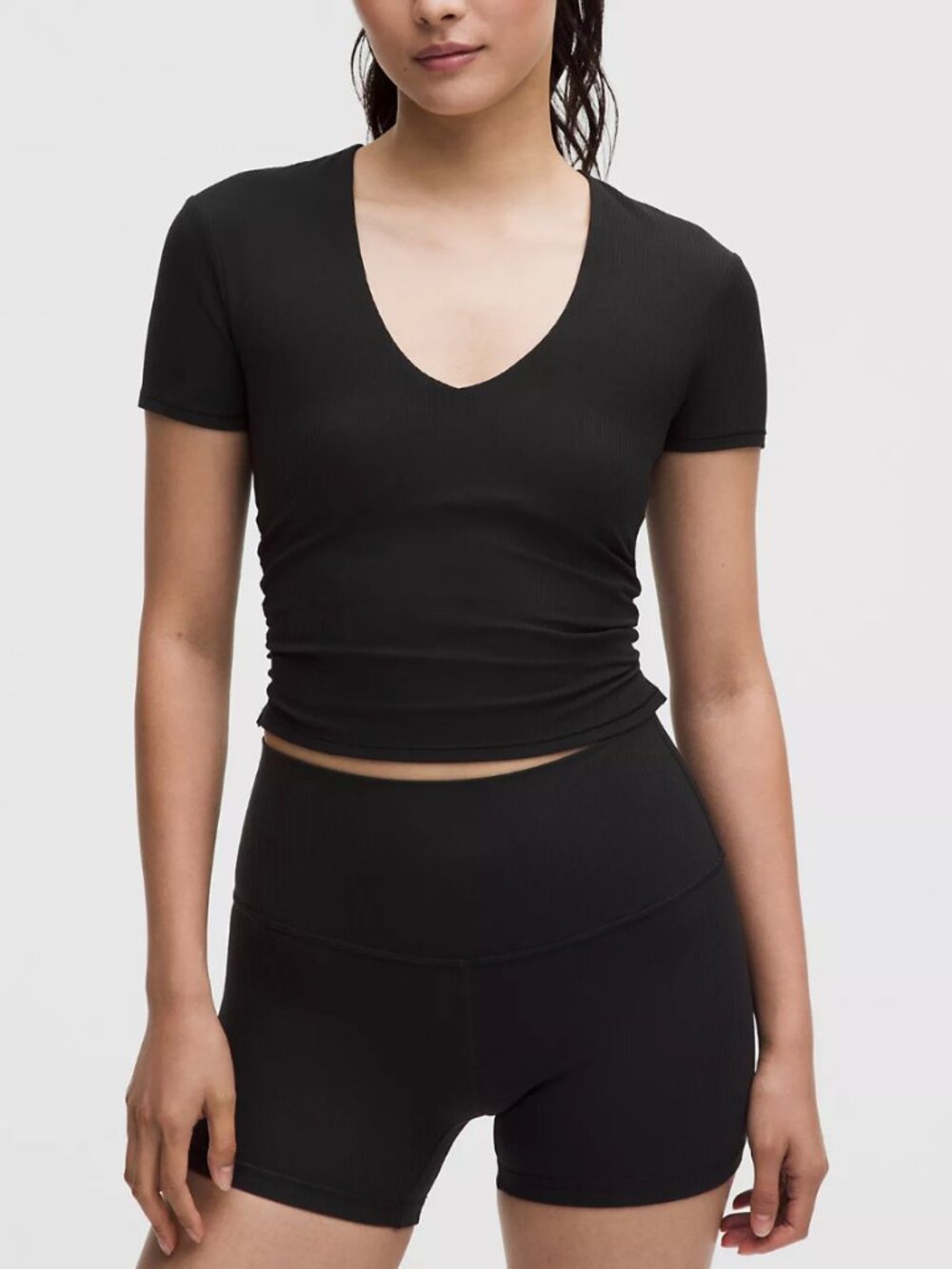 All It Takes Ribbed Nulu V-Neck T-Shirt B–D Cups